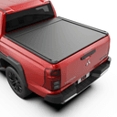 EGR RollTrac Electric E3 fitted to Mitsubishi Triton MV 2024-onwards, showing secure aluminium roller shutter tub cover in matte black finish
